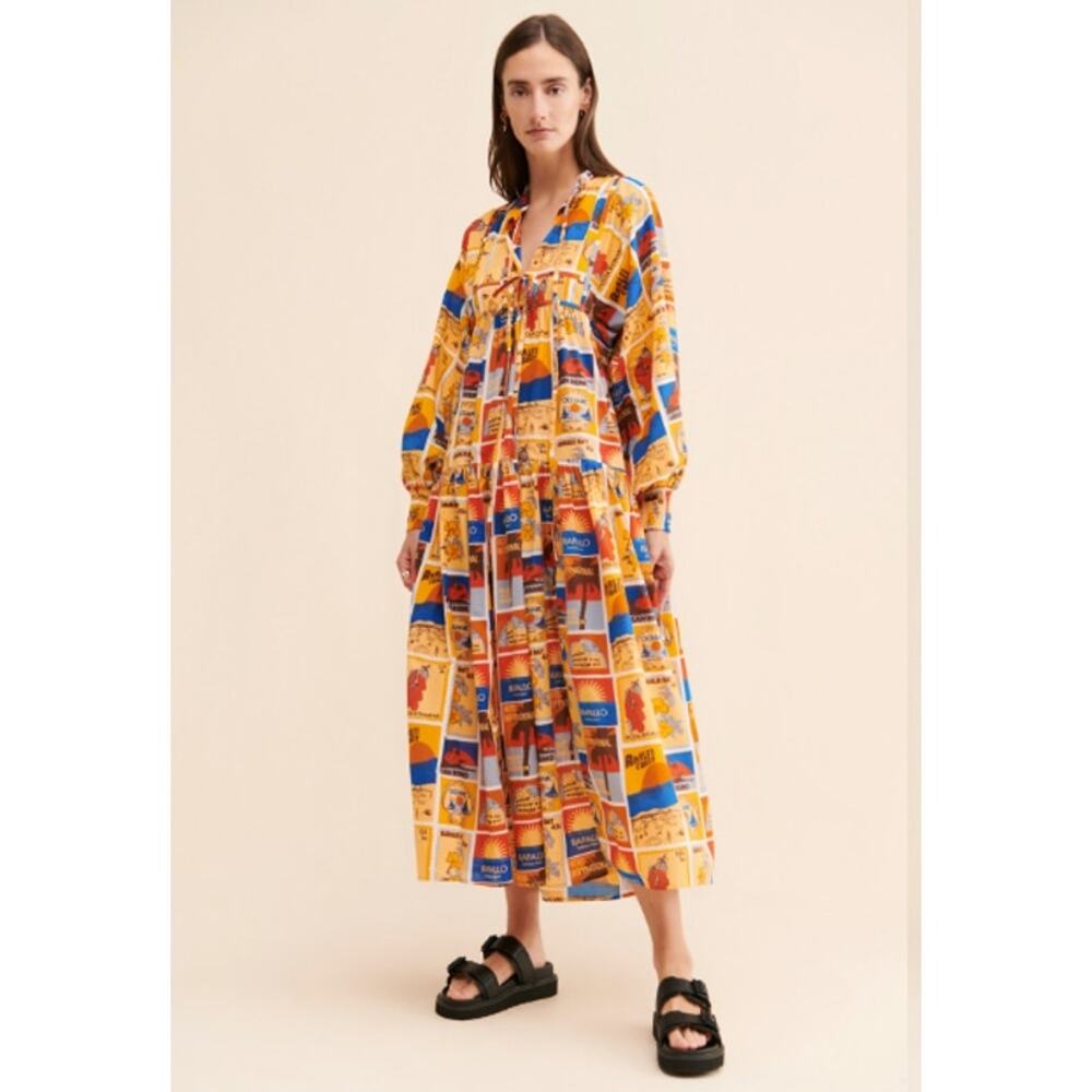 Kinga Csilla Fiesta Santorini Dress Amalfi Coast Print Cotton